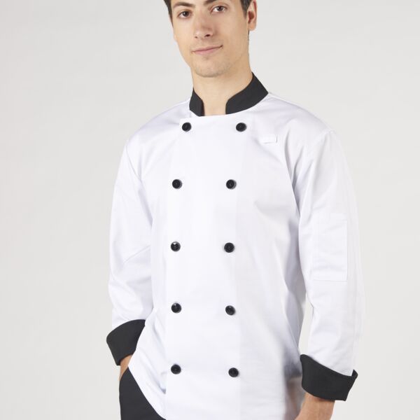 Classic Chef Jacket with Black Collar and Cuffs Thumbnail