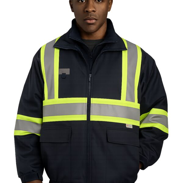 3-IN-1 Bomber Jacket With Lime Contrasting Reflective Material Thumbnail